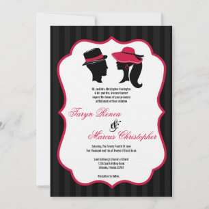 5x7 Formal Hats Elegant Retro Wedding Invitation