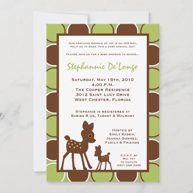 5x7 Forrest Momma Baby Deer Baby Shower Invitation (Front)