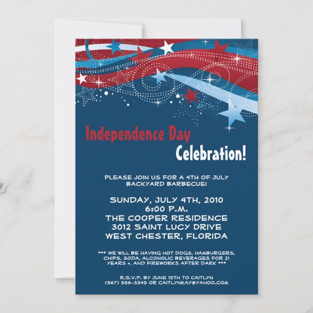 5x7 Fourth 4th of July Party Barbecue Invitation (Front)