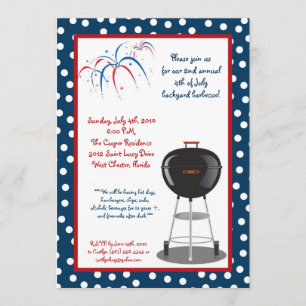 5x7 Fourth 4th of July Party Barbecue Invitation