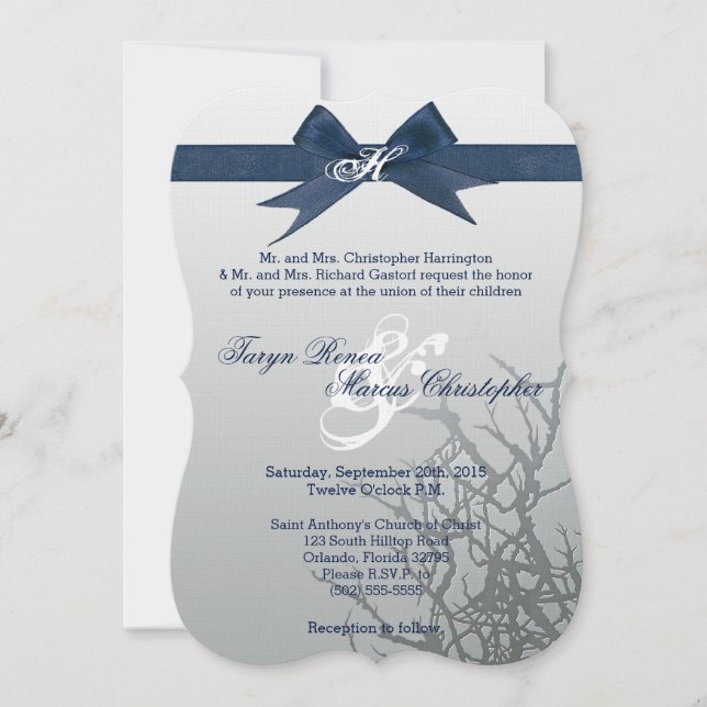 5x7 Frosted Glass Cracked Mirro Wedding Invitation (Front)