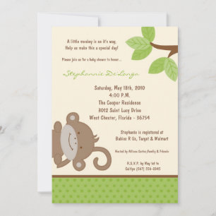 5x7 Funky Monkey Jungle Zoo Baby Shower Invitation