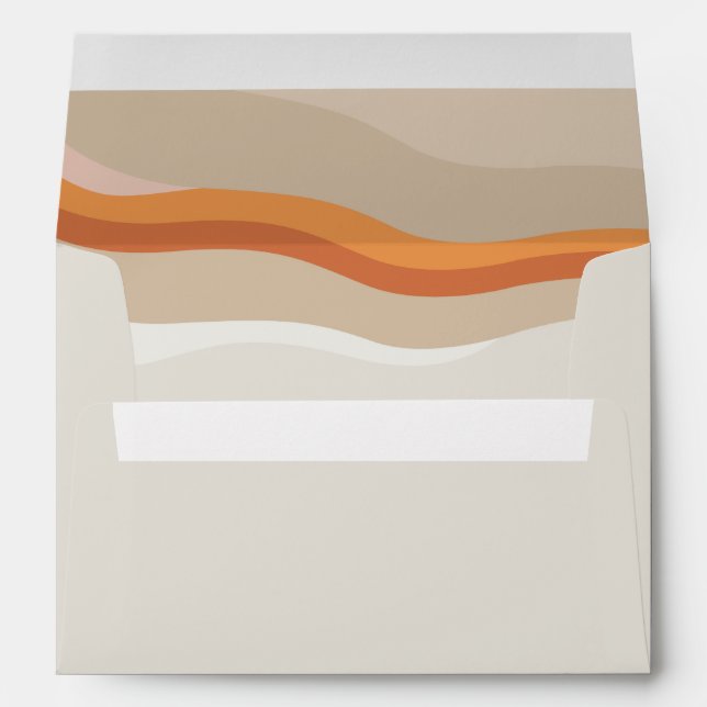 5x7 Funky Retro Orange Peach Desert Disco Wedding Envelope (Back (Bottom))