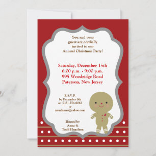 5x7 Ginger Bread Man Invitation