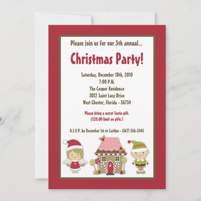 5x7 Gingerbread House Christmas Party Invitation (Front)