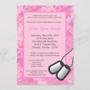 5x7 Girl ARMY Camo ACU Prin Baby Shower Invitation
