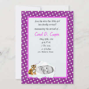 5x7 Girl Cloud PHOTO on Circle Birth Announcement