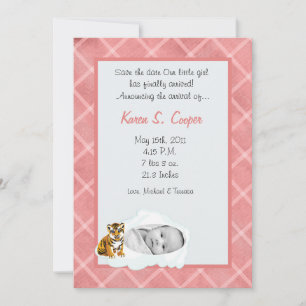 5x7 Girl Cloud PHOTO on Circle Birth Announcement
