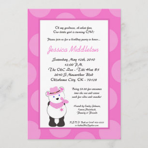 5x7 Girl Panda Cowgirl Birthday Party Invitation