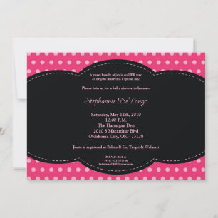5x7 Girl Pink Polkadot Poke Baby Shower Invitation