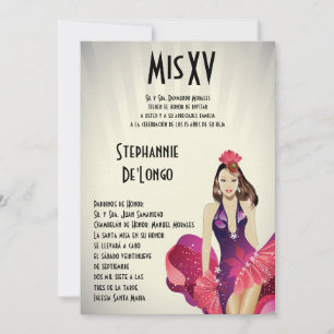 5x7 Glamour Girl Quinceanera Birthday Invitation