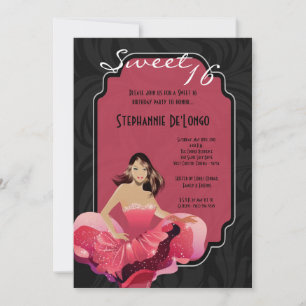 5x7 Glamour Girl Sweet 16 Birthday Invitation