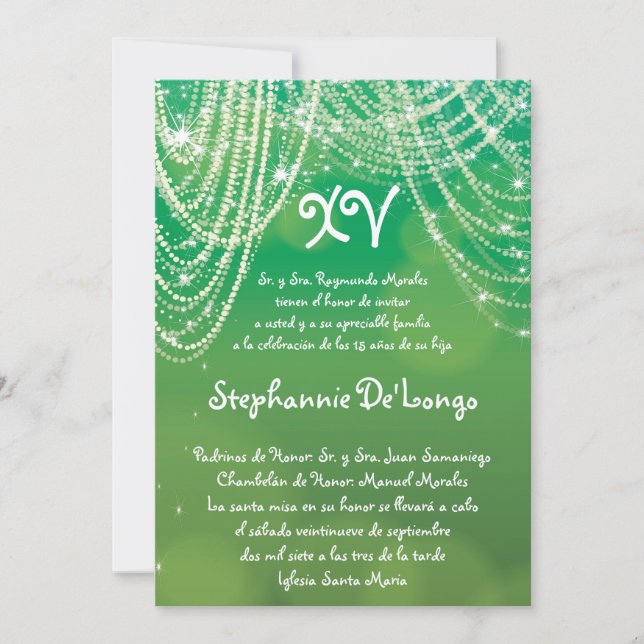 5x7 Glitz Glimmer Quinceanera Birthday Invitation (Front)