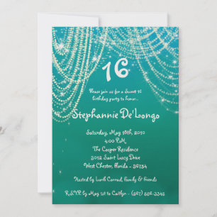 5x7 Glitz Glimmer Sweet 16 Birthday Invitation