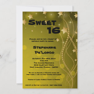5x7 Glitz Glitter Sweet 16 Birthday Invitation
