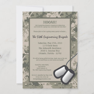 5x7 Going Away Invitation ARMY Camo ACU Print