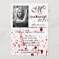 5x7 Graduation Part Invitation Blood Splatter Vamp