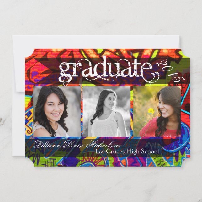 5x7 Graffiti Paint Air Brush Senior Announcement (Front)