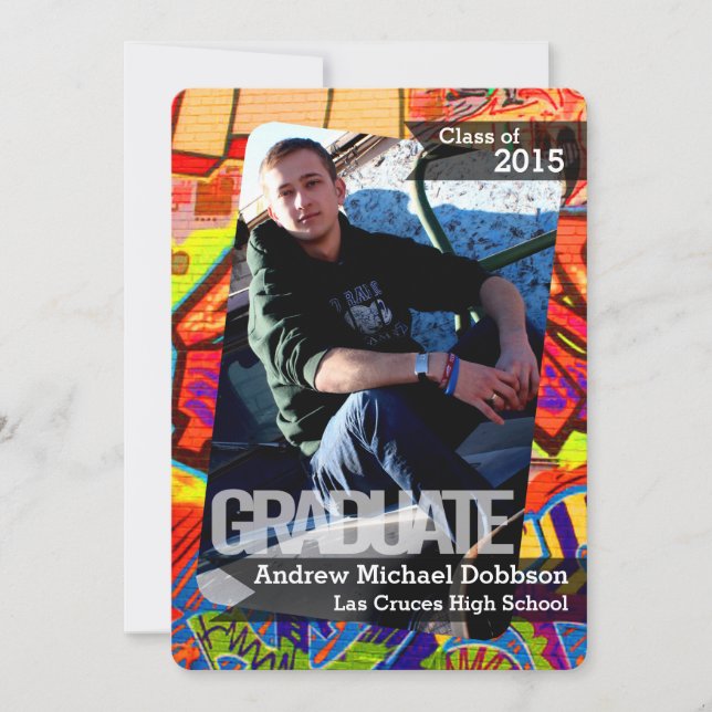 5x7 Graffiti Paint Air Brush Senior Announcement (Front)