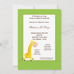 5x7 Green Giraffe Baby Shower Invitation