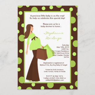 5x7 Green Modern Mod Mum Baby Shower Invitation