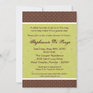 5x7 Green Polka Dot Print Baby Shower Invitation