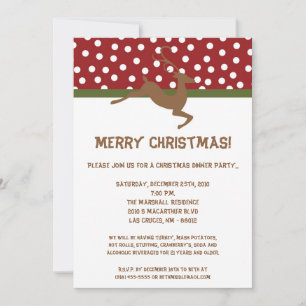 5x7 Green Red Reindeer Christmas Party Invitation