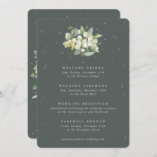 5x7 Green Snowberry+Eucalyptus Wedding Itinerary