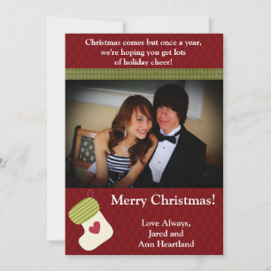 5x7 Green / White Christmas Stocking Invitation