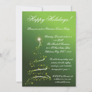 5x7 Green XMAS Tree Christmas Party Invitation