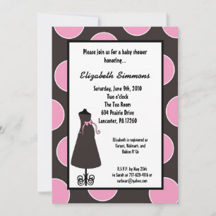 5x7 Grey Pink Silhouette Baby Shower Invitation