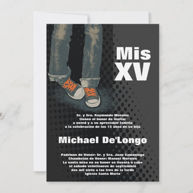 5x7 Grunge Sneaker Quinceanera Birthday Invitation (Front)