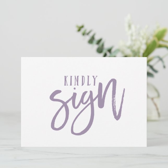 5X7 Guest Book Sign | Brush Calligraphy (Lavender) (Standing Front)