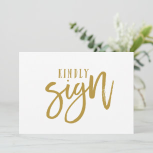 5X7 Guest Book Sign Brush Script (Gold)