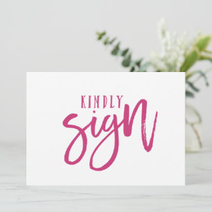 5X7 Guest Book Sign   Brush Script (Magenta)