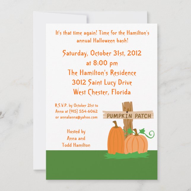 5x7 Halloween Fun Party Invitation (Front)