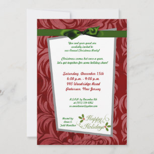 5x7 Happy Holidays Christmas Holly Invitation