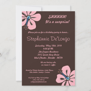 5x7 Hawaiian Hibiscus Flower Birthday Invitation