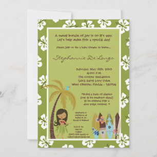 5x7 Hawaiian Luau Tropical Baby Shower Invitation