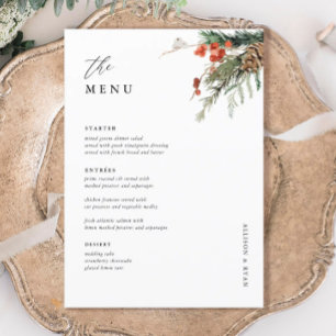 5x7" Holiday Dinner Winter Wedding Table Menu