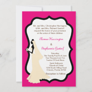 5x7 Hot Pink Bride Wedding Invitation