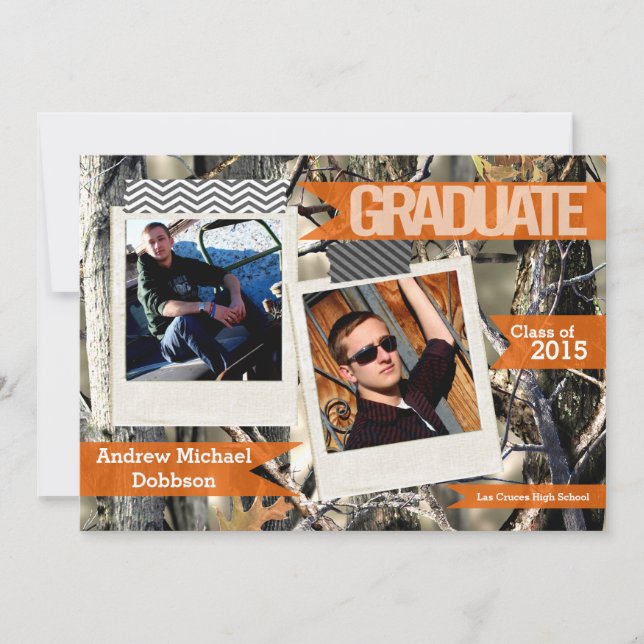 5x7 Hunters Camo Camouflage Senior Announcement (Front)