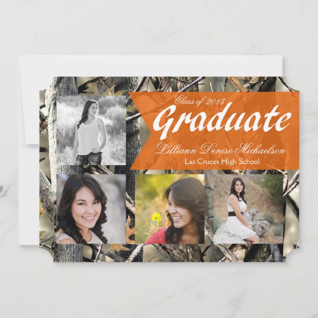 5x7 Hunters Camo Camouflage Senior Announcement (Front)