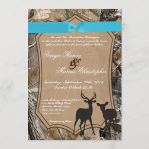 5x7 Hunting Pair Deer Doe Buck Wedding Invitation