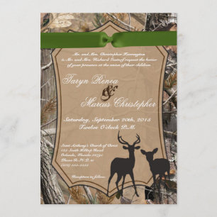 5x7 Hunting Pair Deer Doe Buck Wedding Invitation