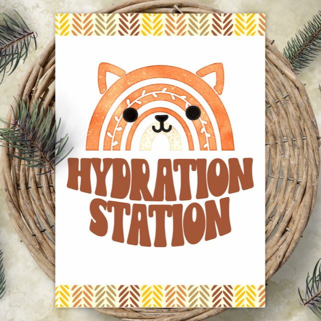 5x7 Hydration Station Boho Woodland Fox Birthday Poster (Creator Uploaded)