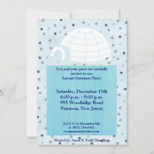 5x7 Icy Igloo Baby Blue Invitation