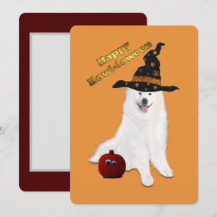 5X7 In. Flat TY Message Card Halloween Samoyed 