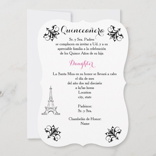 5x7 Invitation Bracket Quinceañera- Customise (Front)