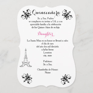 5x7 Invitation Bracket Quinceañera- Customise